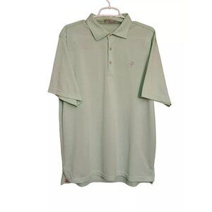 Peter Millar Mens Large‎ Polo Golf Shirt Green Short Sleeve Pullover Polyester